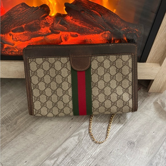 AUTHENTIC GUCCI Crossbody bag purse vintage gg tote clutch gg vintage handbag - Picture 5 of 13